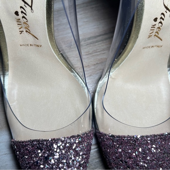 Too Faced Mink Made in Italy Better Than Set Pink Glitter Stiletto Heels Size 10 - Picture 11 of 14